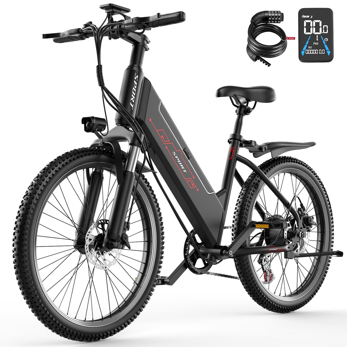 Glide Max F26 Electric Bike for Adults, 26" Electric Mountain Bike with 750W Peak Motor, Max 55Miles 28MPH Electric Bicycles, Removable Battery, Dual Disc Brakes - Glide Max electric bike photo