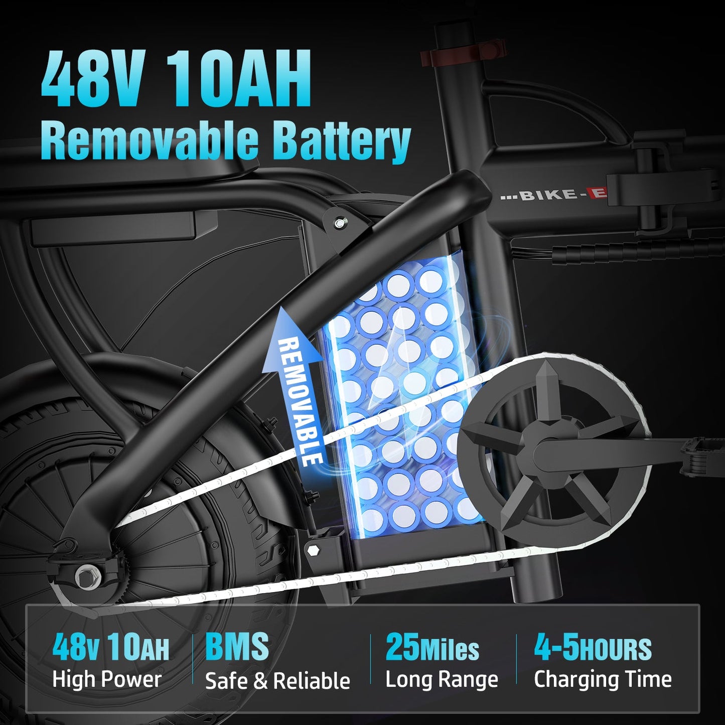 Glide max Electric Bike for Adults, 14" Tires, 20mph 25miles Long Range, 500W Motor, Folding Electric Bicycle for Commuting, 500W Motor, 48V 10AH Removable Battery E Bike, Dual Disc Brakes